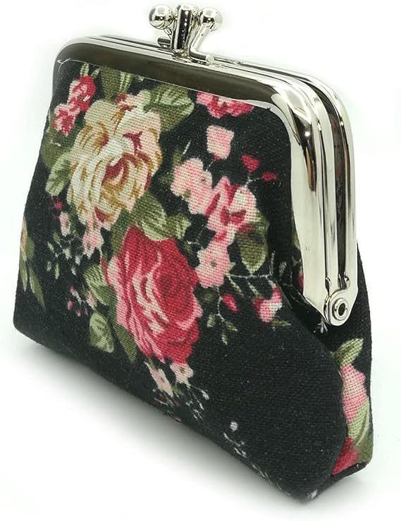 Cute Floral Buckle Coin Purses Vintage Pouch Kiss-lock Change Purse Wallets