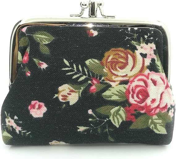 Cute Floral Buckle Coin Purses Vintage Pouch Kiss-lock Change Purse Wallets
