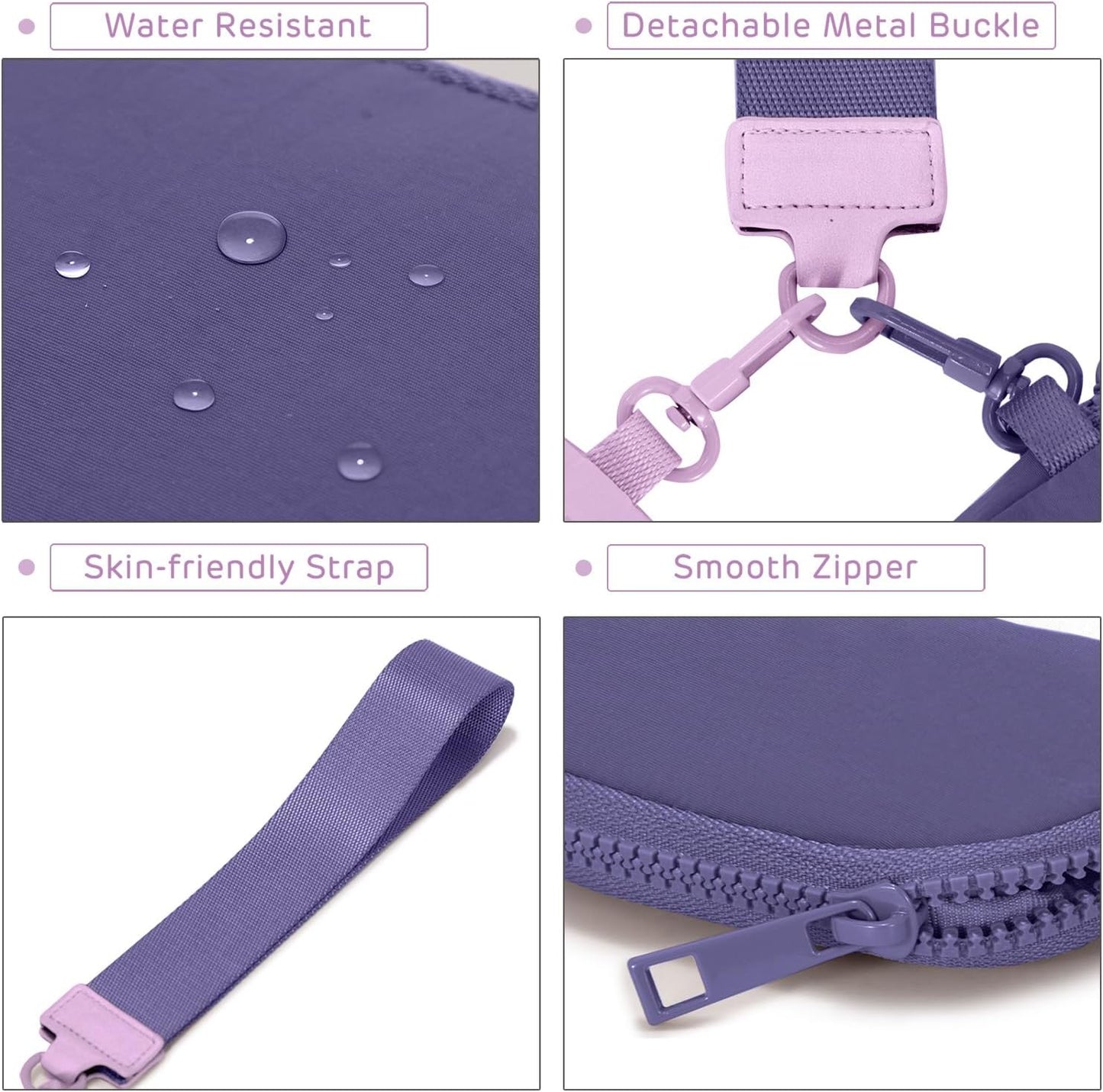 Mini Zip Around Keychain Wristlet Wallets Small Portable Dual Pounch Wristlet Detachable Coin Purse Pocket Gifts for Women Travel Sports Outdoors (Lavender+Purple)