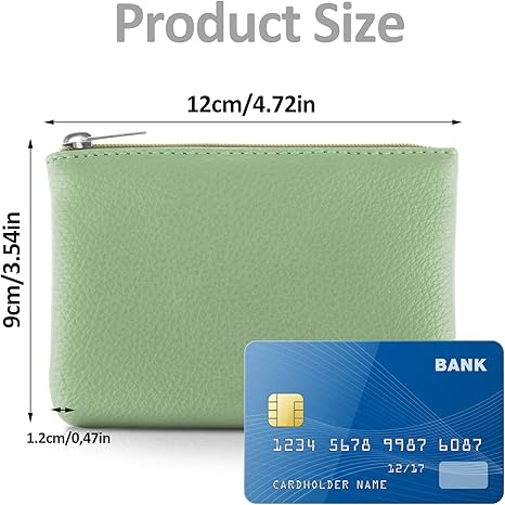 Coin Purse, PU Lychee Pattern Zipper Coin Purse Portable Coin Purse Mini Change Wallet for Women Coin Pocket Mini Money for Women Credit Card ID Key Headset Lipstick (Green)