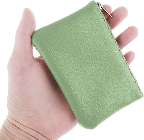 Coin Purse, PU Lychee Pattern Zipper Coin Purse Portable Coin Purse Mini Change Wallet for Women Coin Pocket Mini Money for Women Credit Card ID Key Headset Lipstick (Green)