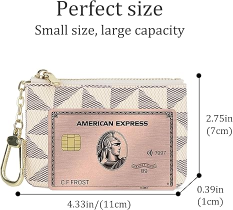 Coin Purse Change Mini Purse Wallet With Key Chain Ring Zipper for Men Women Fashionable Bag Key Chain Pendant Leather Classic Clutch Purse(White), CP-White