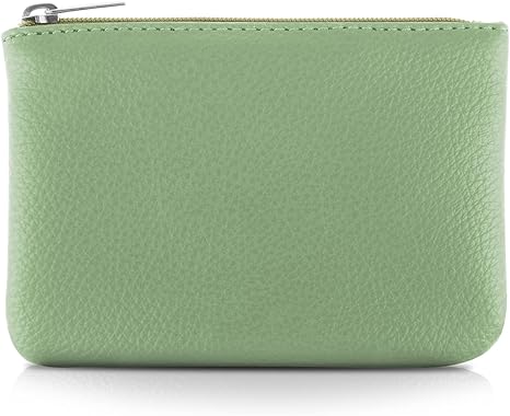 Coin Purse, PU Lychee Pattern Zipper Coin Purse Portable Coin Purse Mini Change Wallet for Women Coin Pocket Mini Money for Women Credit Card ID Key Headset Lipstick (Green)