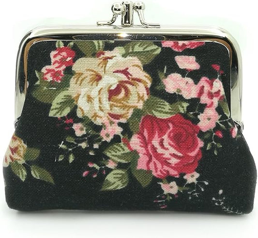 Cute Floral Buckle Coin Purses Vintage Pouch Kiss-lock Change Purse Wallets